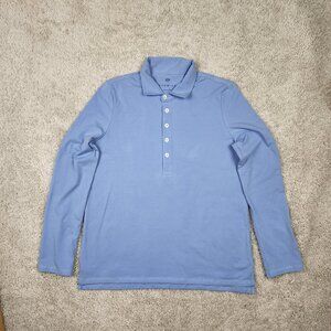 Renwick Mens Blue Polo size Medium M Pima Cotton Golf Polo Long sleeve USA Nice